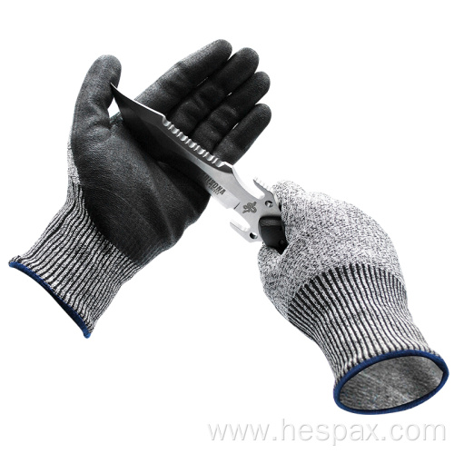 Hespax Polyester Automotive Anti-cut Nitrile Safety Glove